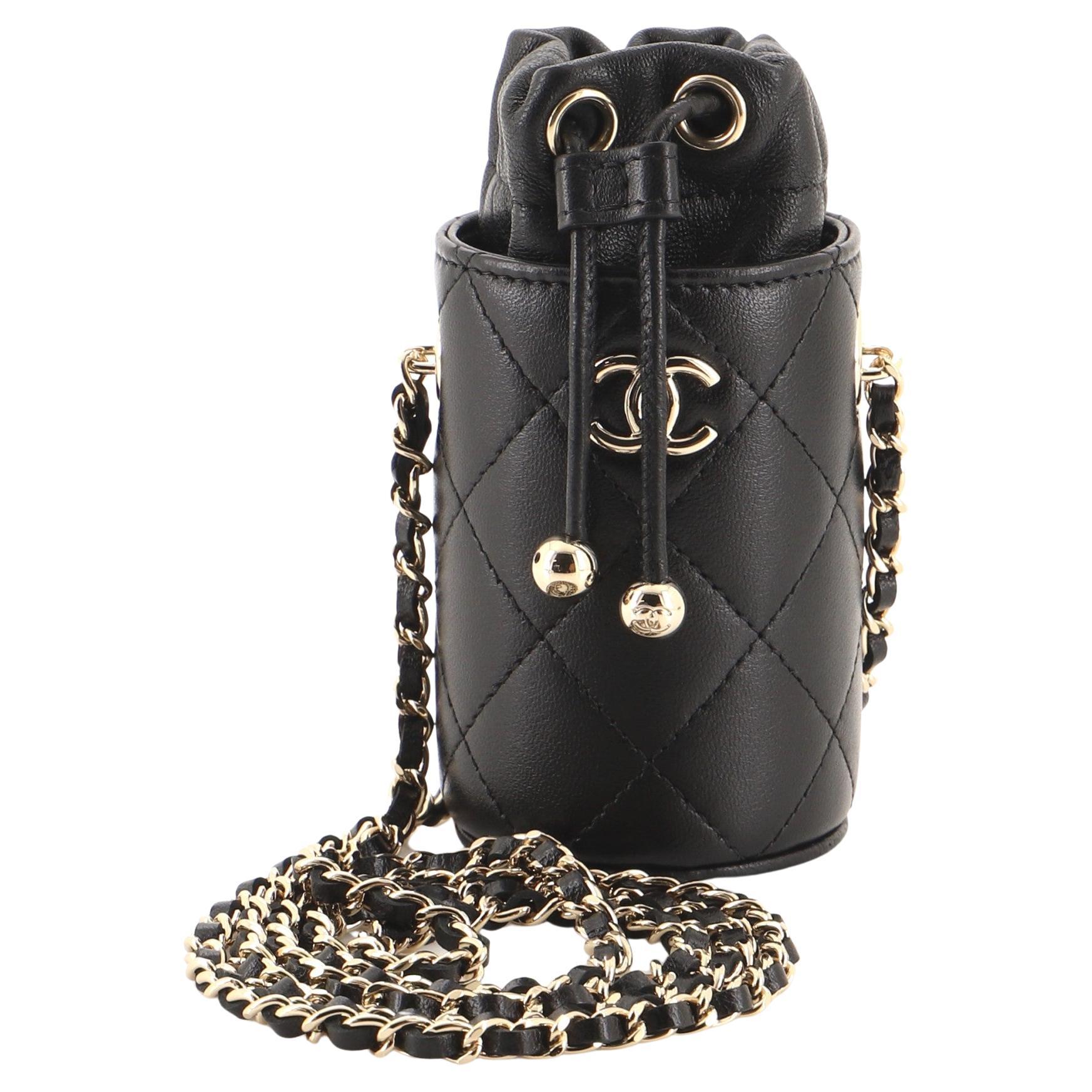 Chanel Drawstring Bucket with Chain Quilted Lambskin Mini