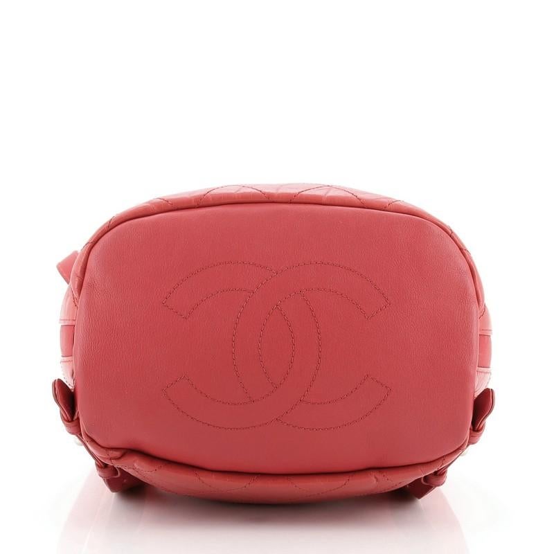 Pink Chanel Drawstring CC Flap Backpack Quilted Aged Calfskin and Grosgrain Sm