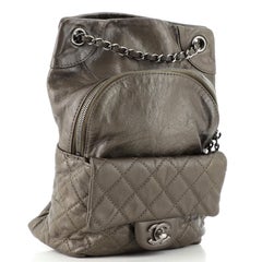 Chanel Rucksack mit Kordelzug CC aus gestepptem Lammfell