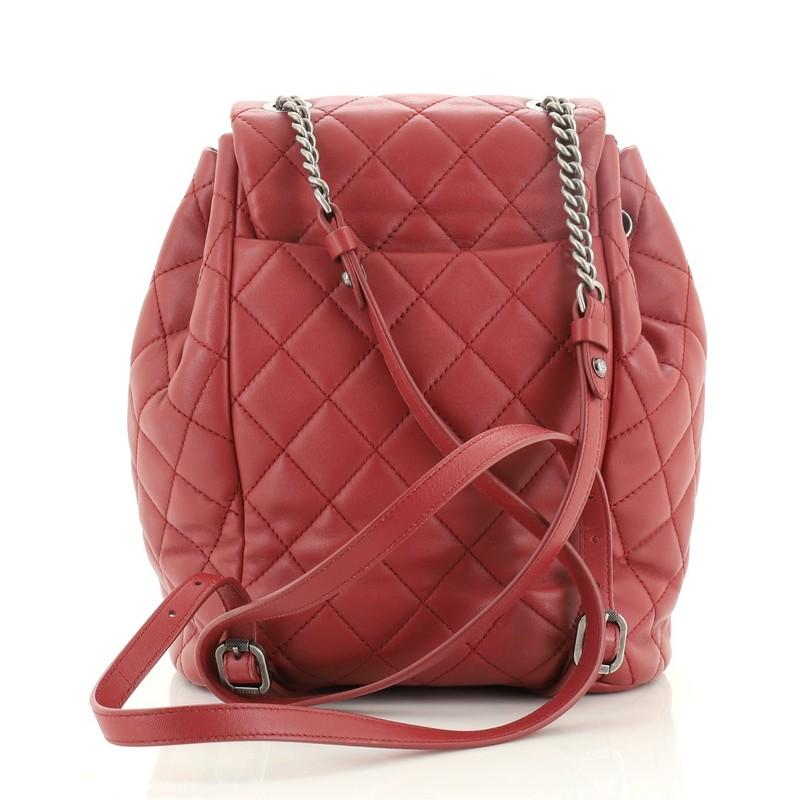 Pink Chanel Drawstring CC Flap Backpack Quilted Lambskin Small