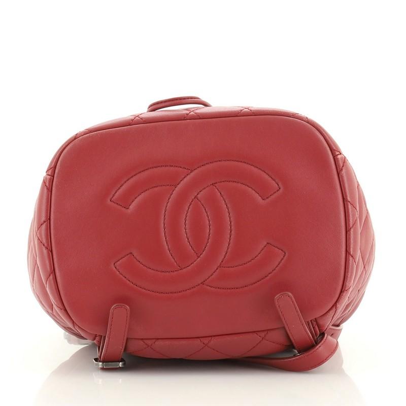 Chanel Drawstring CC Flap Backpack Quilted Lambskin Small In Good Condition In NY, NY