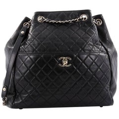 Chanel Drawstring CC Lock Bucket Bag Quilted Lambskin Medium