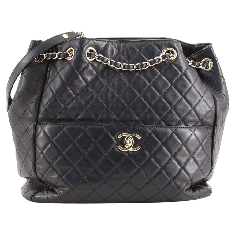 Chanel Drawstring CC Lock Bucket Bag Quilted Lambskin Medium For Sale ...