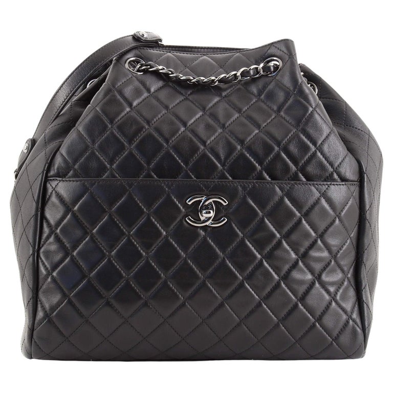 Chanel Drawstring CC Lock Bucket Bag Quilted Lambskin Medium For Sale ...