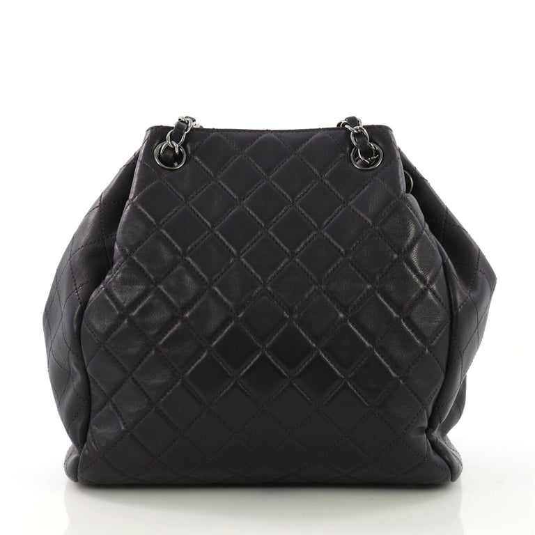 Chanel Drawstring CC Lock Bucket Bag Quilted Lambskin Small at 1stDibs