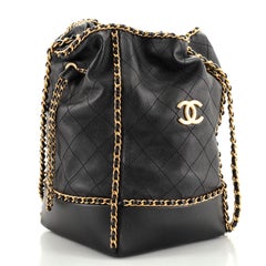 Chanel Drawstring Chain Bucket Bag Quilted Calfskin