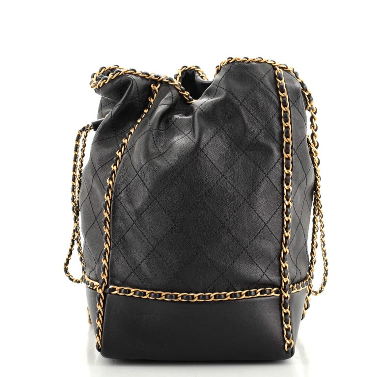 Chanel Drawstring Chain Bucket Bag Quilted Calfskin For Sale at 1stDibs