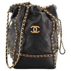 Chanel Drawstring Chain Bucket Bag Quilted Calfskin