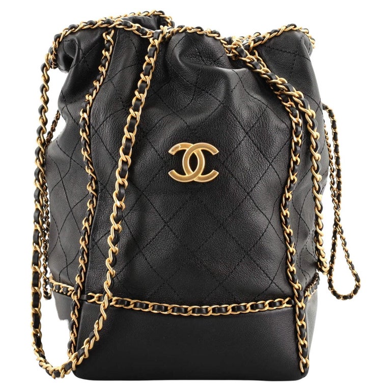 Chanel Drawstring Chain Bucket Bag Quilted Calfskin For Sale at 1stDibs