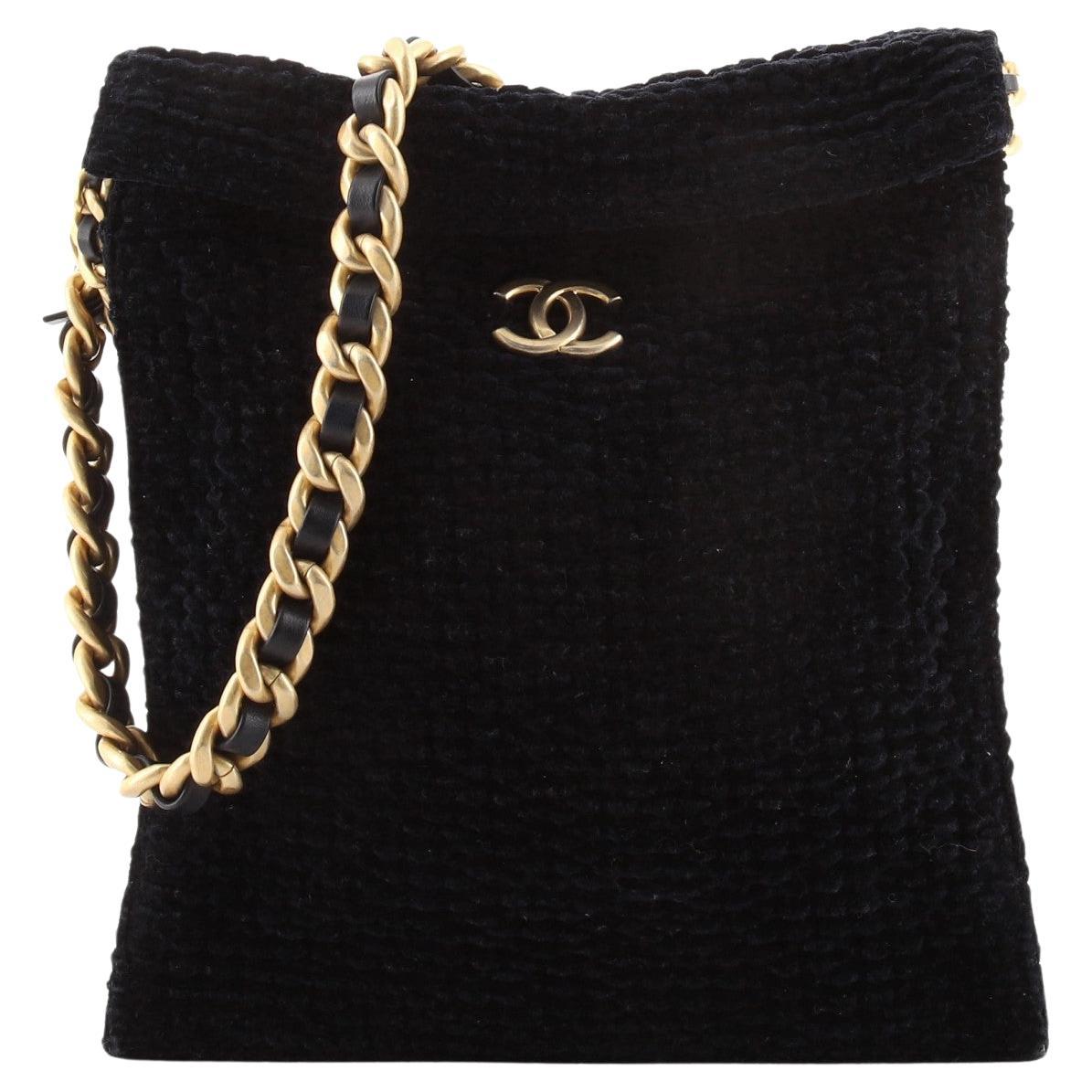 Chanel Drawstring Chain Pochette Blended Fabric Small