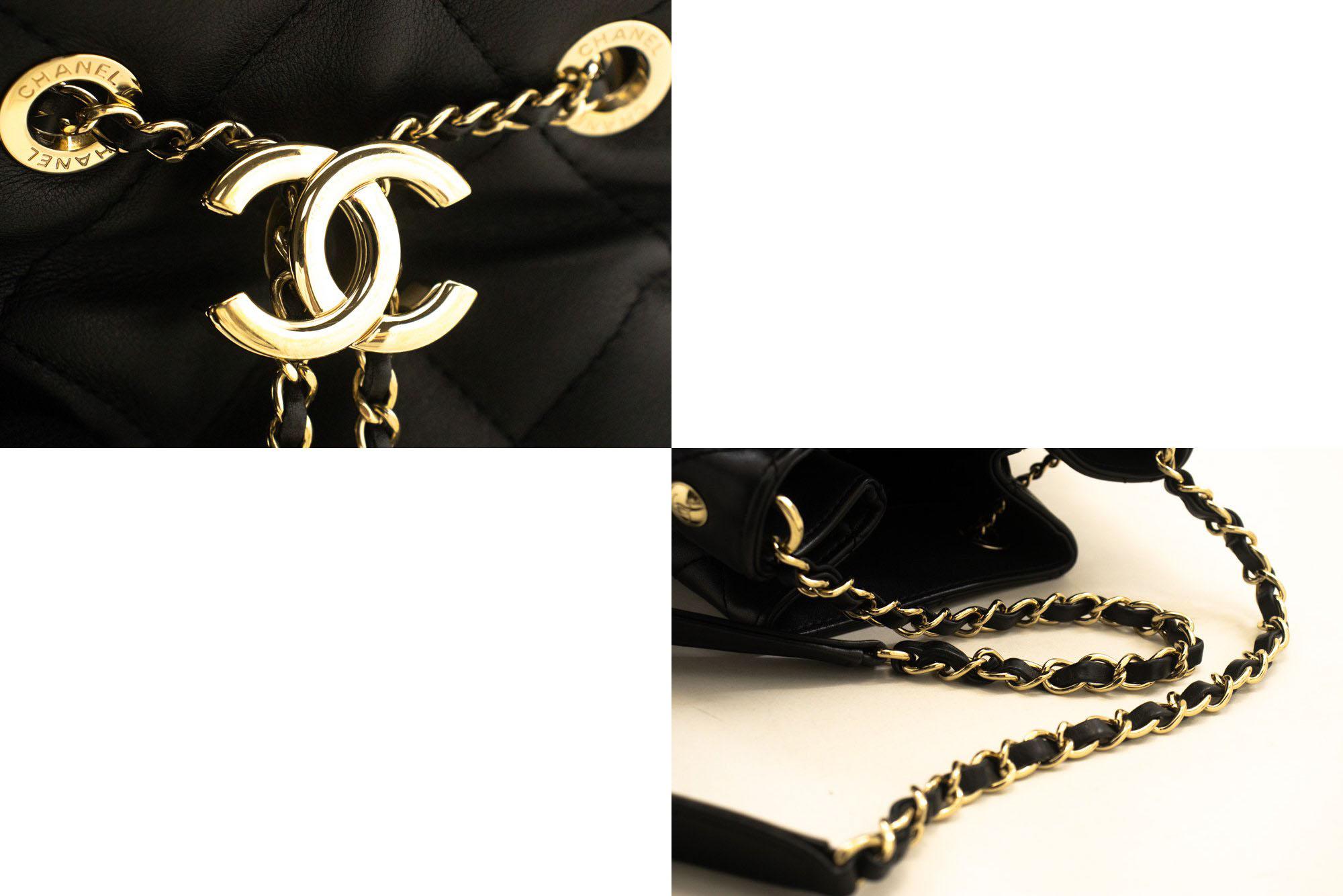 CHANEL Drawstring Chain Shoulder Bag Black Quilted Purse Lambskin For Sale 3