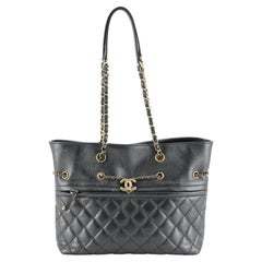 Chanel Drawstring Chain Tote Quilted Metallic Calfskin Medium