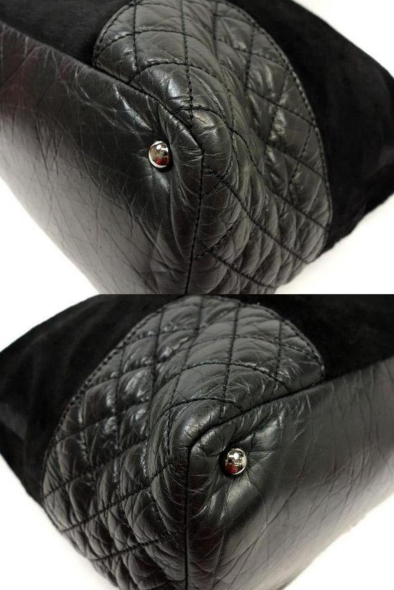 Chanel Drawstring Quilted Ponyhair Chain Tote 225066 Black Leather Shoulder Bag For Sale 3