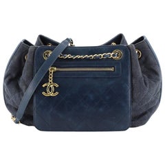 Chanel Drawstring Shoulder Bag Quilted Denim and Aged Calfskin Medium
