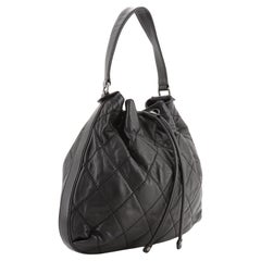 Vintage Chanel Drawstring Soft Hobo Quilted Calfskin Large Black