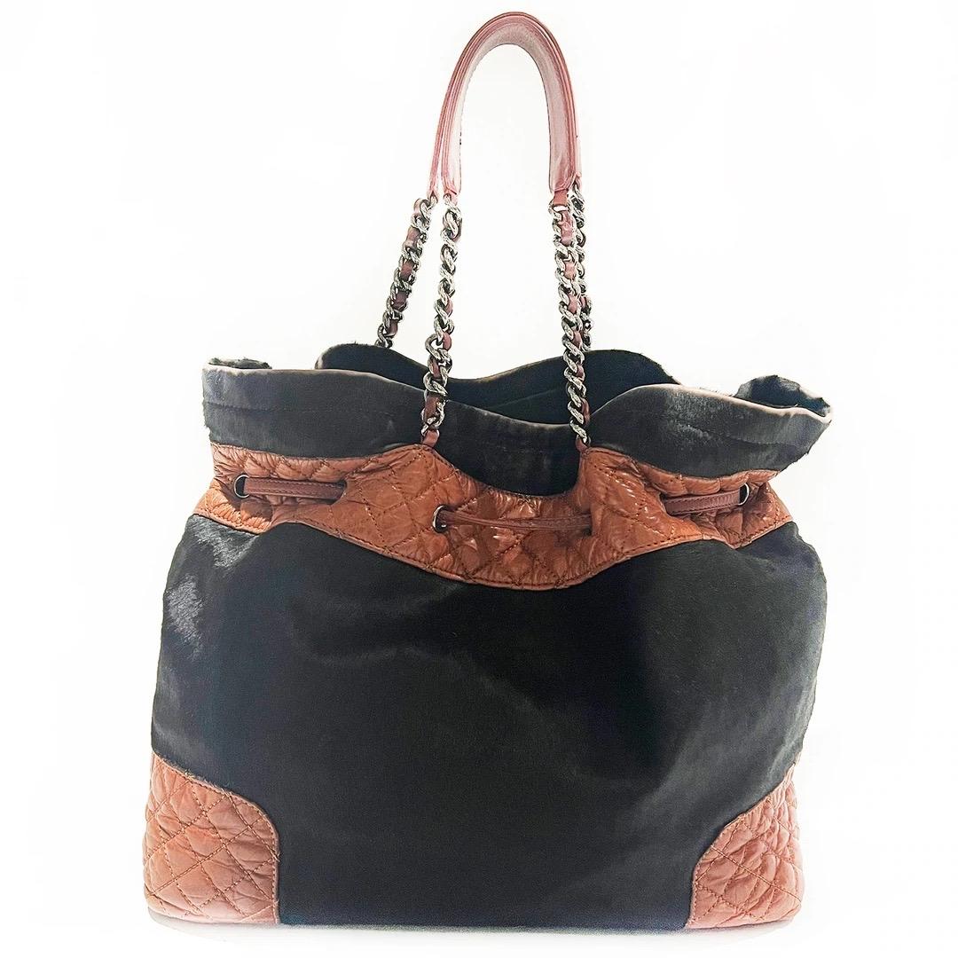 Black Chanel Drawstring Tote Handbag