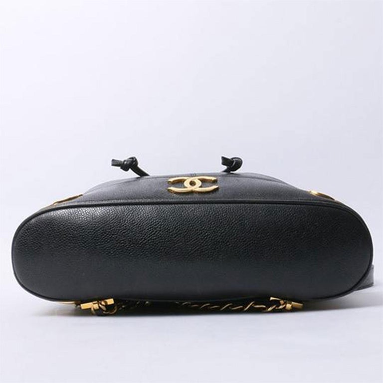 Chanel Drawstring Vintage 1990s Cc Rucksack Black Caviar Leather Backpack  For Sale at 1stDibs