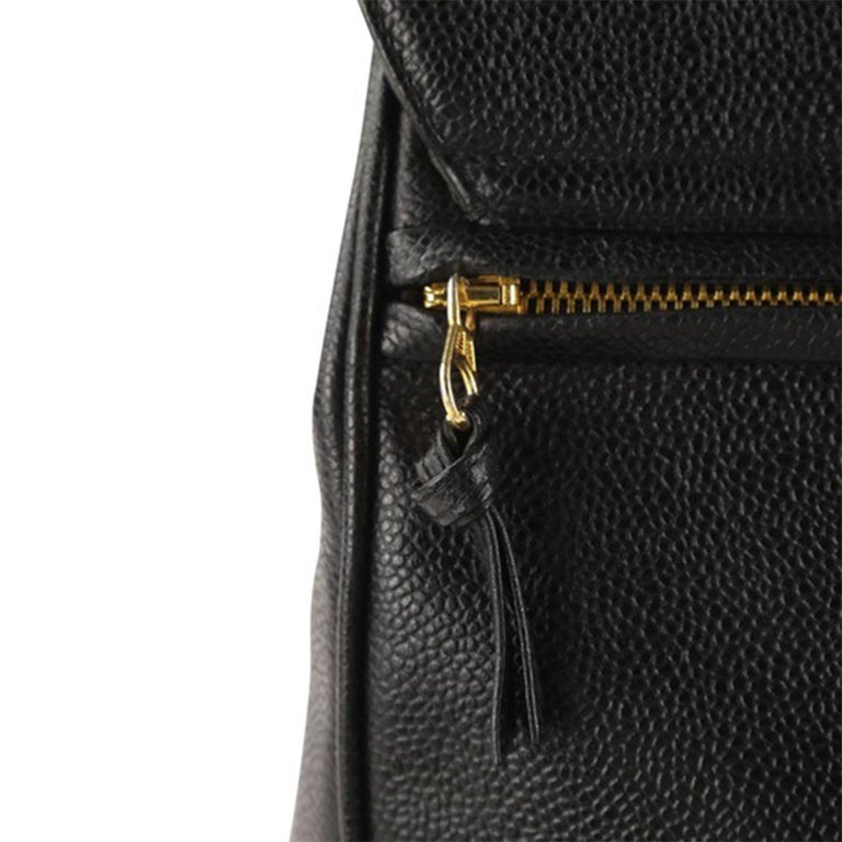 Chanel Drawstring Vintage Caviar Black Leather Backpack For Sale at ...