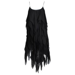 Chanel Dress Black Silk Chiffon Panels Layers LBD Flapper Style Rare 70s