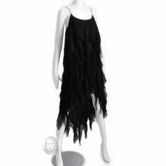 Chanel Dress Black Silk Chiffon Panels Layers LBD Flapper Style Rare 70s