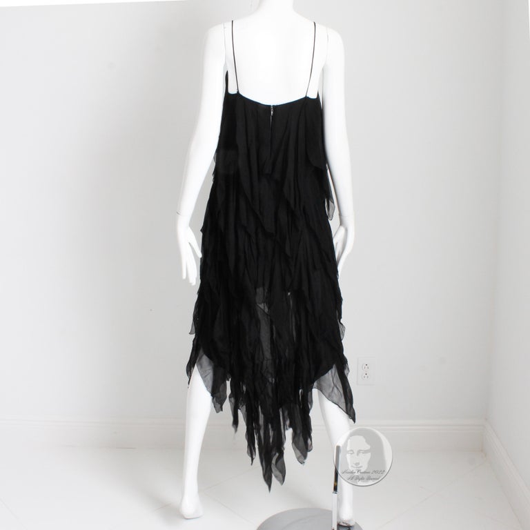 Chanel Dress Black Silk Chiffon Panels Layers LBD Flapper Style Rare 70s XS  For Sale at 1stDibs