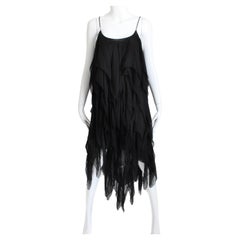 Chanel Dress Black Silk Chiffon Panels Layers LBD Flapper Style Rare 70s XS