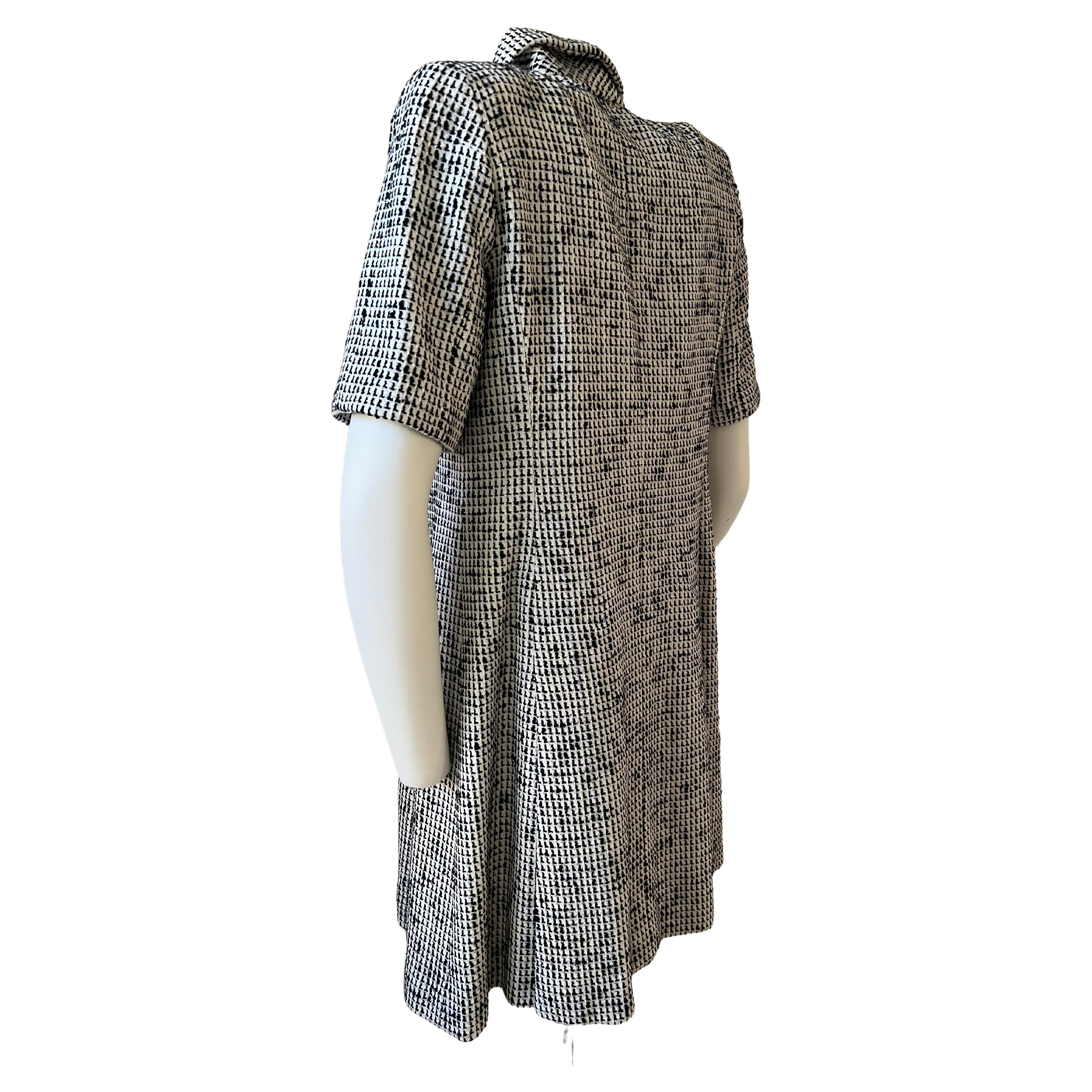 Chanel Dress Coat Black and White Tweed 2010 For Sale 1