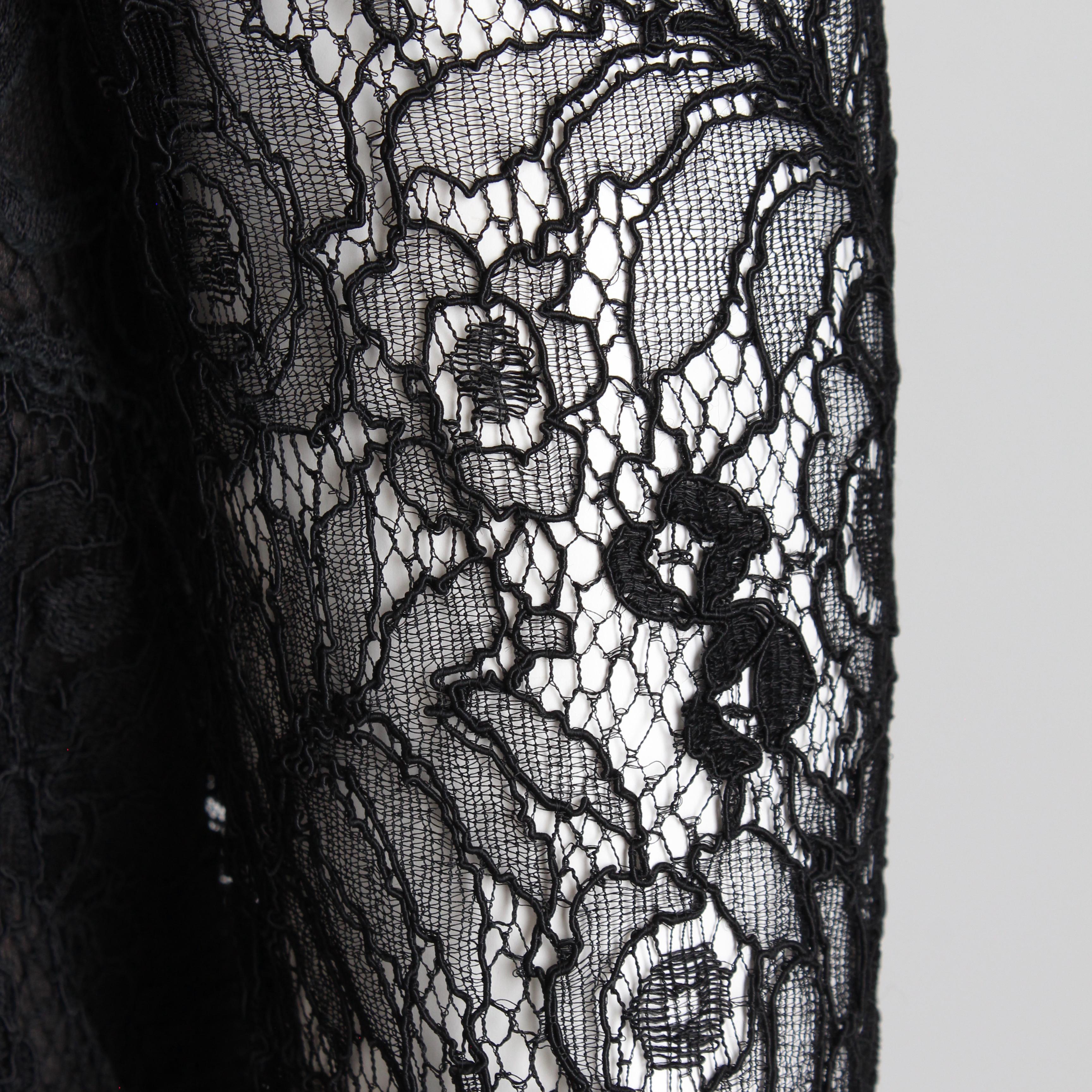 Chanel Dress Cocktail Black Silk Guipure Lace Haute Couture Numbered Vintage LBD For Sale 6
