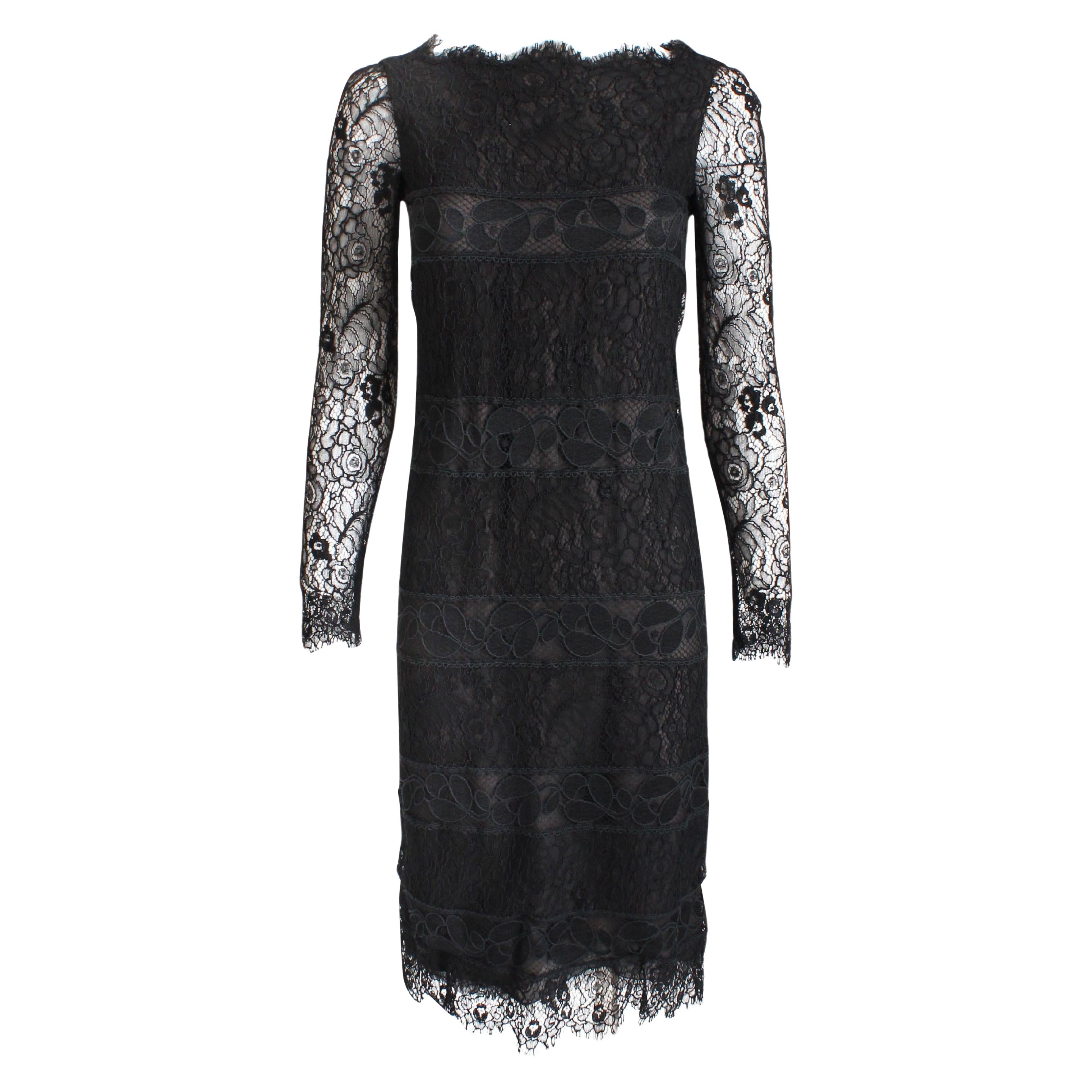 Abito Chanel Cocktail in seta nera con pizzo guipure Haute Couture numerato Vintage LBD