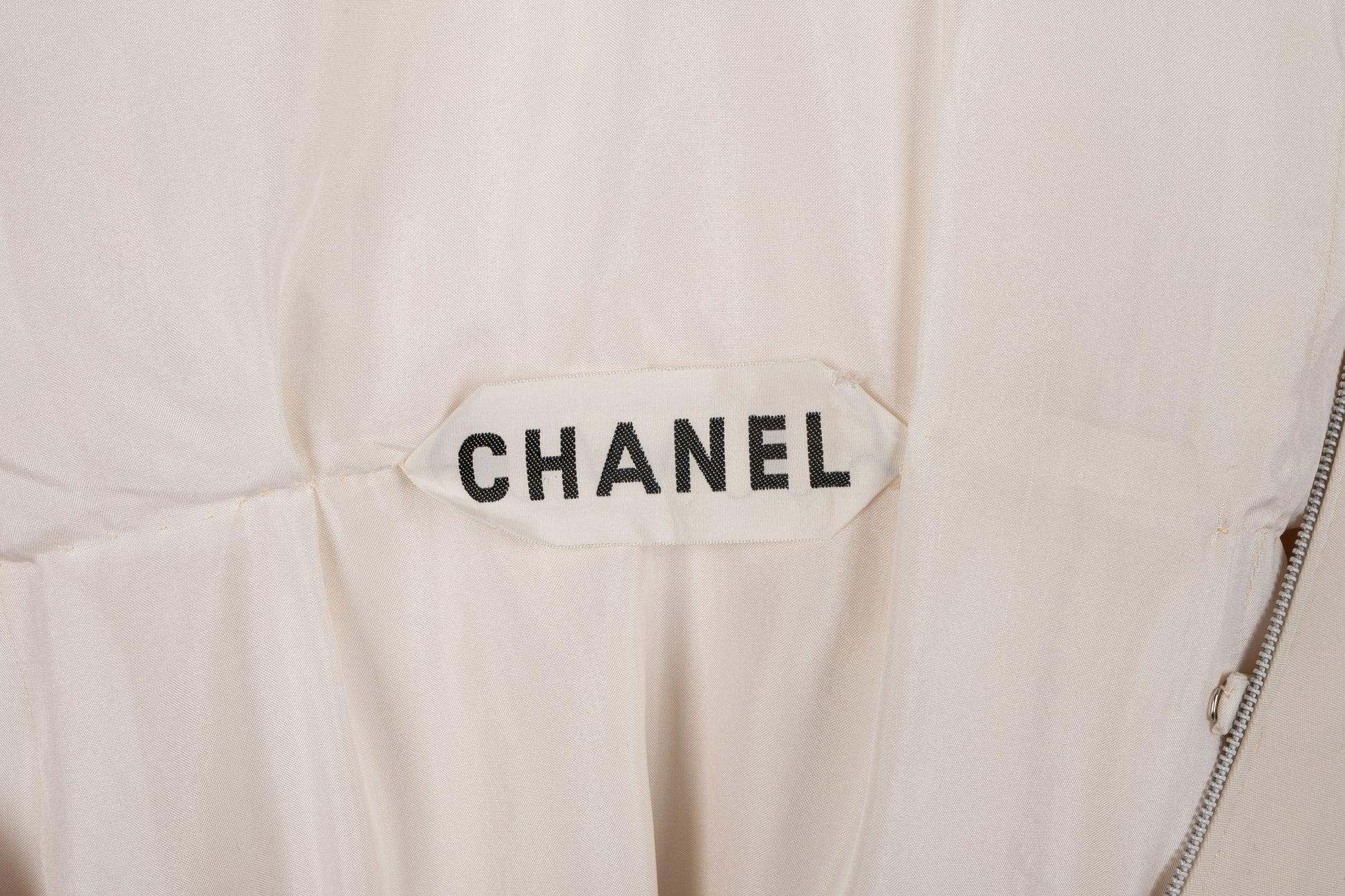 Chanel Dress Haute Couture Abito senza maniche in seta bianco sporco, circa 1978 in vendita 2