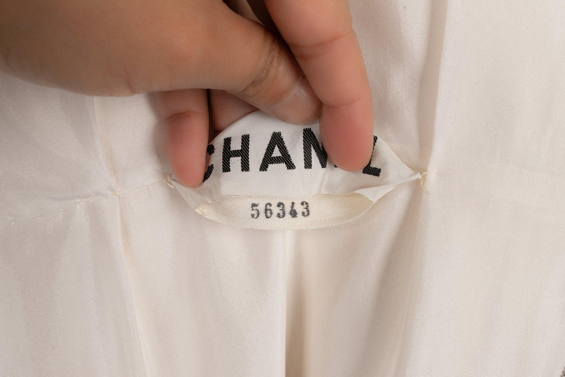 Chanel Dress Haute Couture Abito senza maniche in seta bianco sporco, circa 1978 in vendita 3
