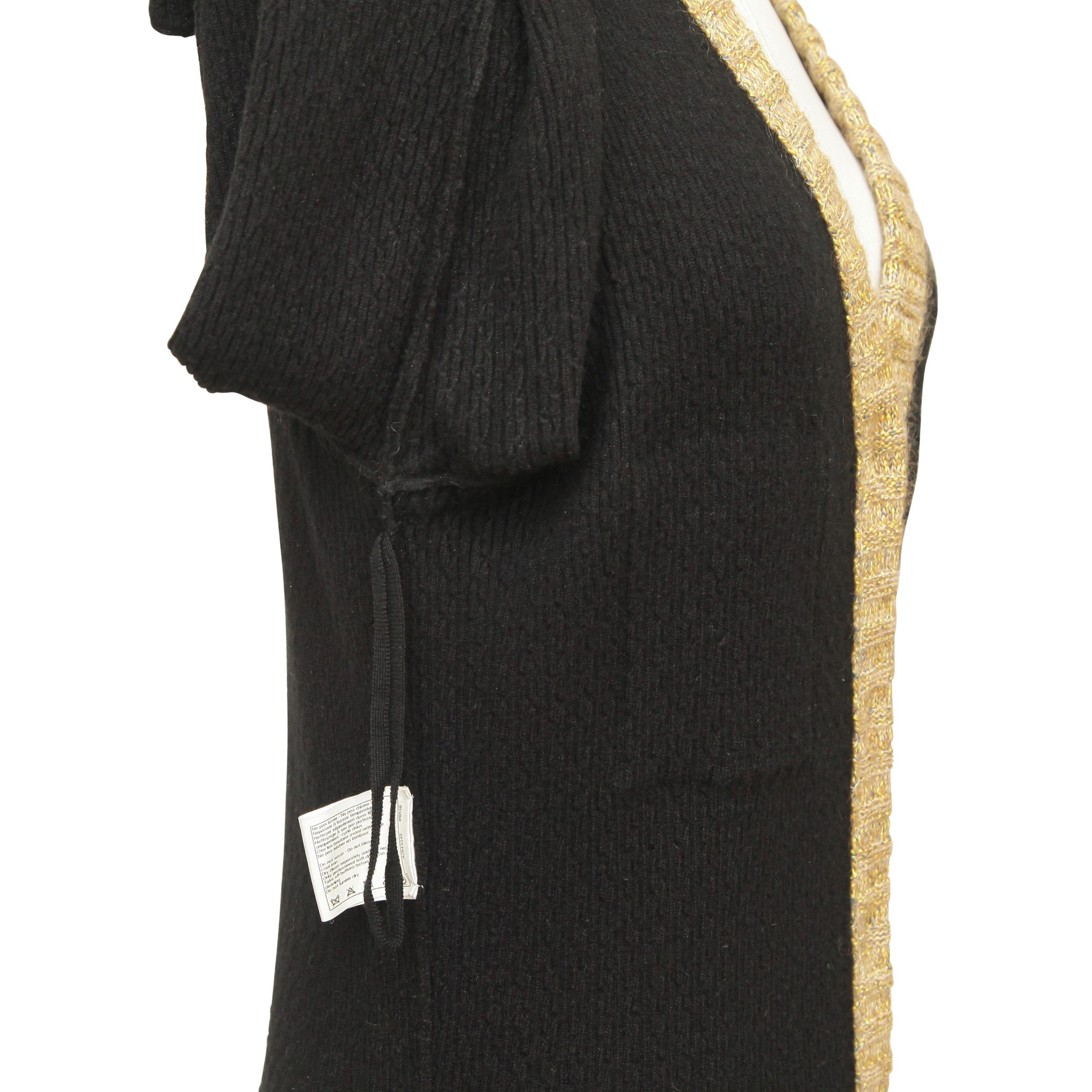 CHANEL Dress Knit Sweater Black Gold Camellia Long Sleeve Cashmere Sz 42 2015 4