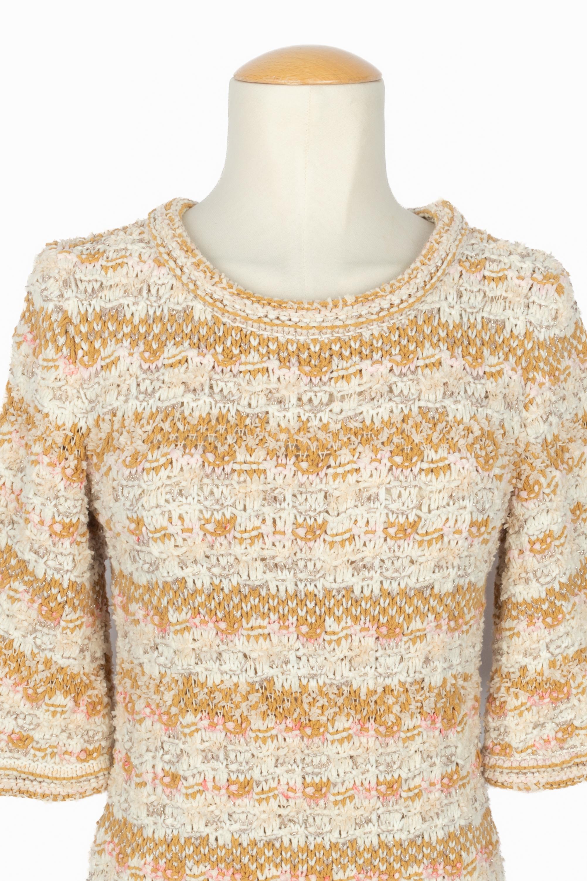 Beige Robe Chanel Paris-Cuba Resort 2017 en vente