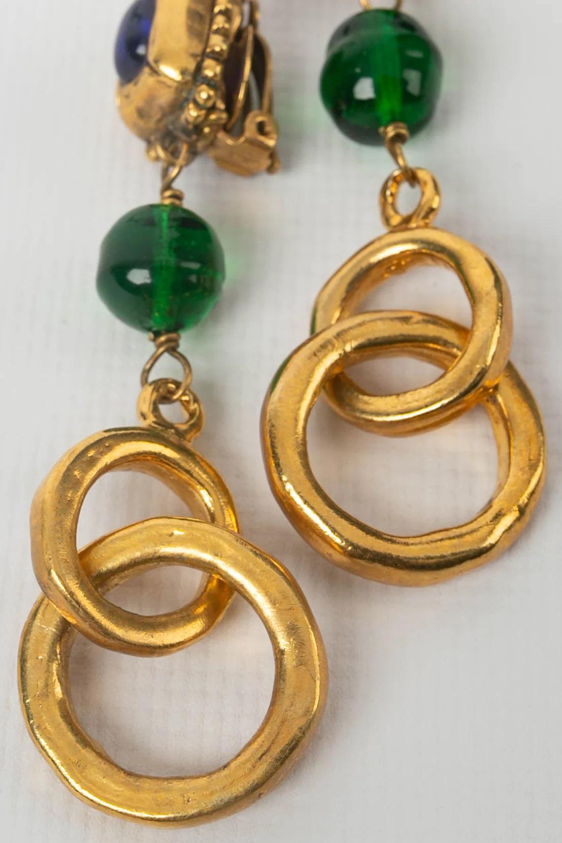 Women's Chanel Drop Earrings in Gilded Metal and Glass Paste