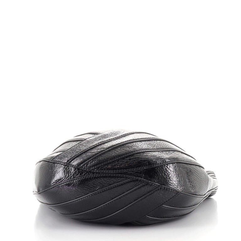 Black Crumpled Patent Droplet Hobo Silver Hardware, 2018