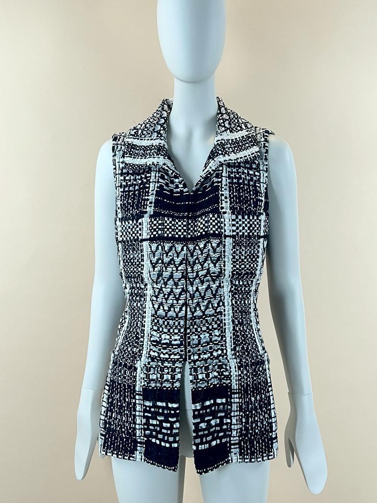 Women's Chanel Dubai Collection Black & White Ribbon Tweed Vest