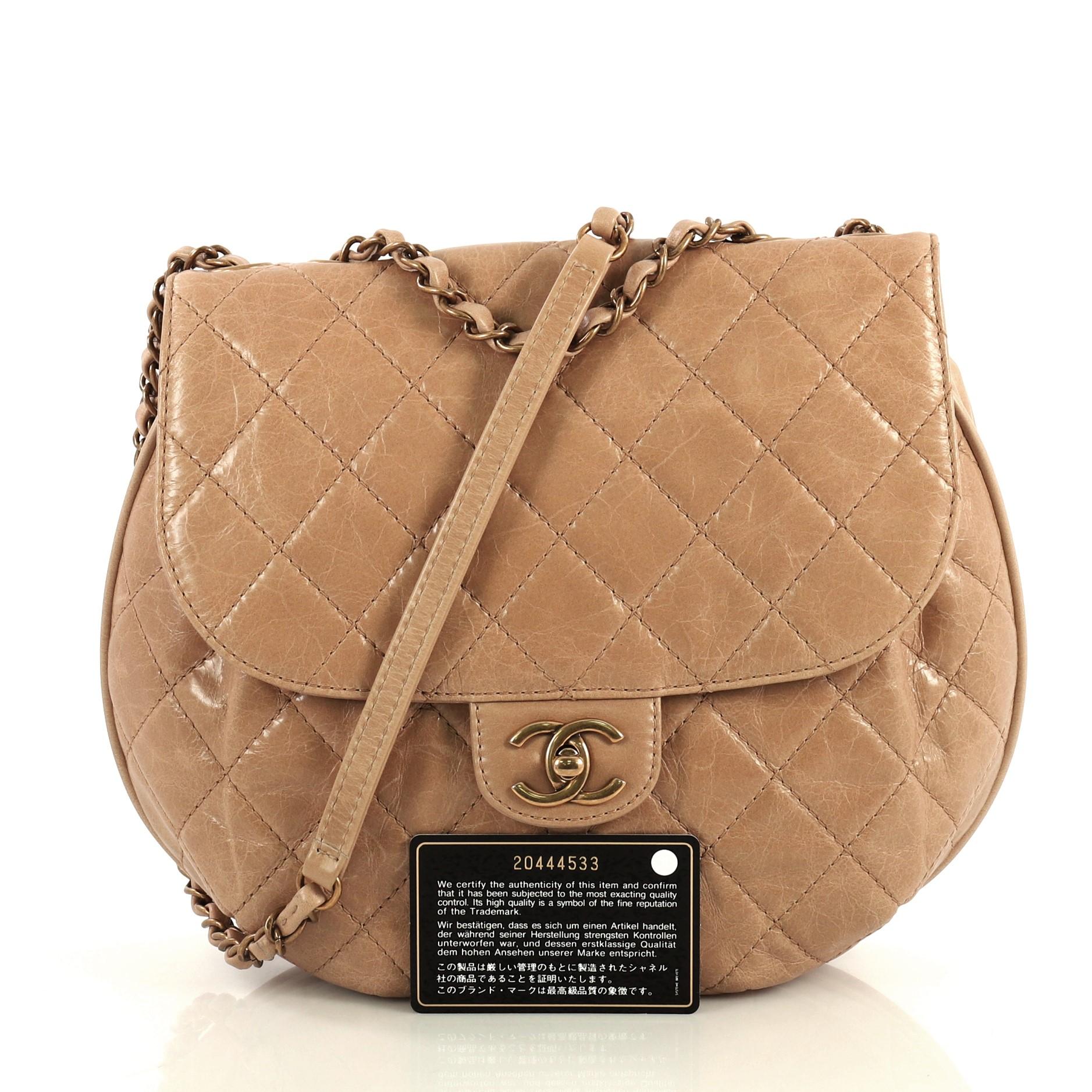 Chanel Dubai Messenger Bag Quilted Aged Calfskin Medium at 1stDibs