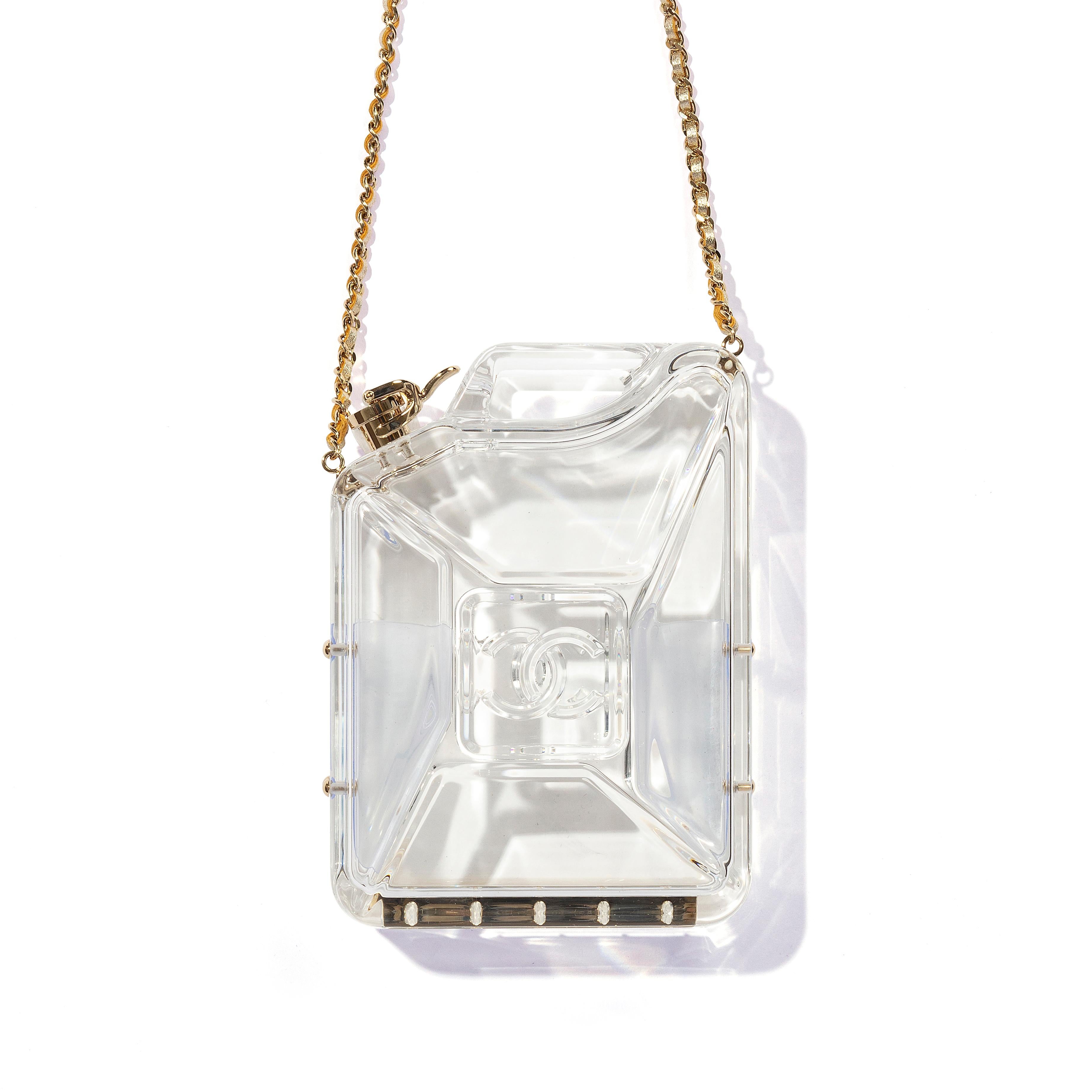 Women's or Men's Chanel Dubai Tank Transparent Minaudiere Clutch Bag For Sale