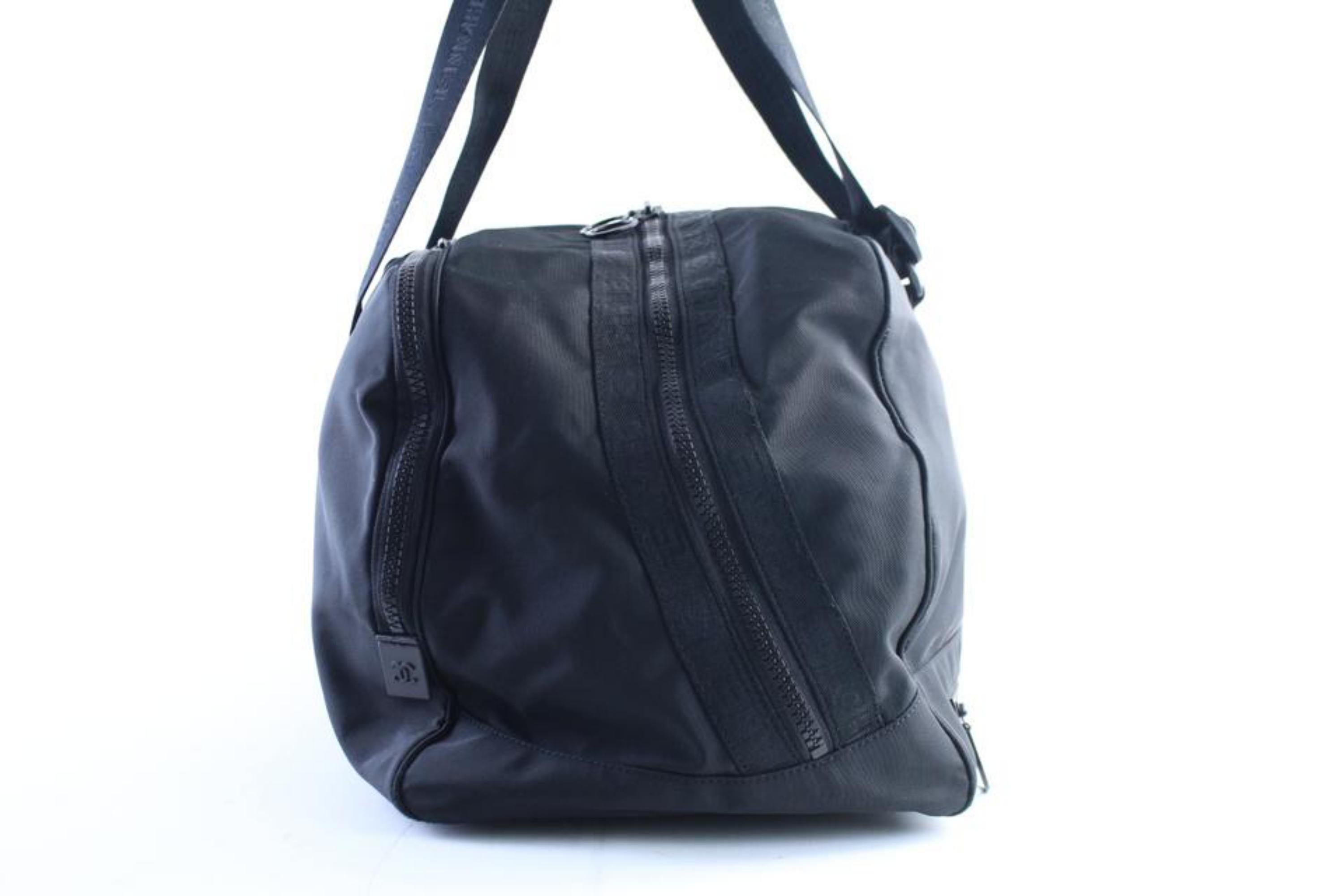 Chanel Duffle Cc Sports Boston 226424 Black Canvas Weekend/Travel Bag For Sale 7