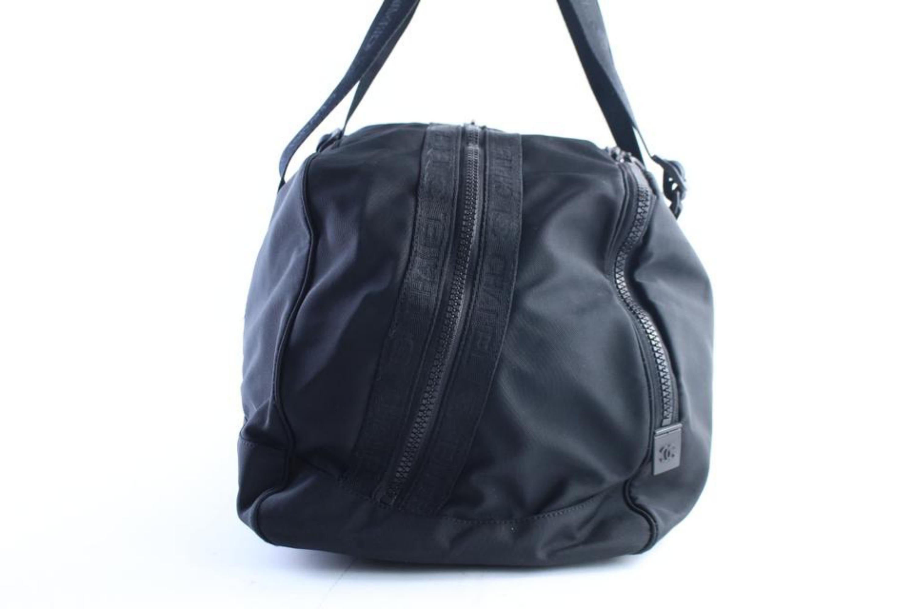 Chanel Duffle Cc Sports Boston 226424 Black Canvas Weekend/Travel Bag For Sale 8