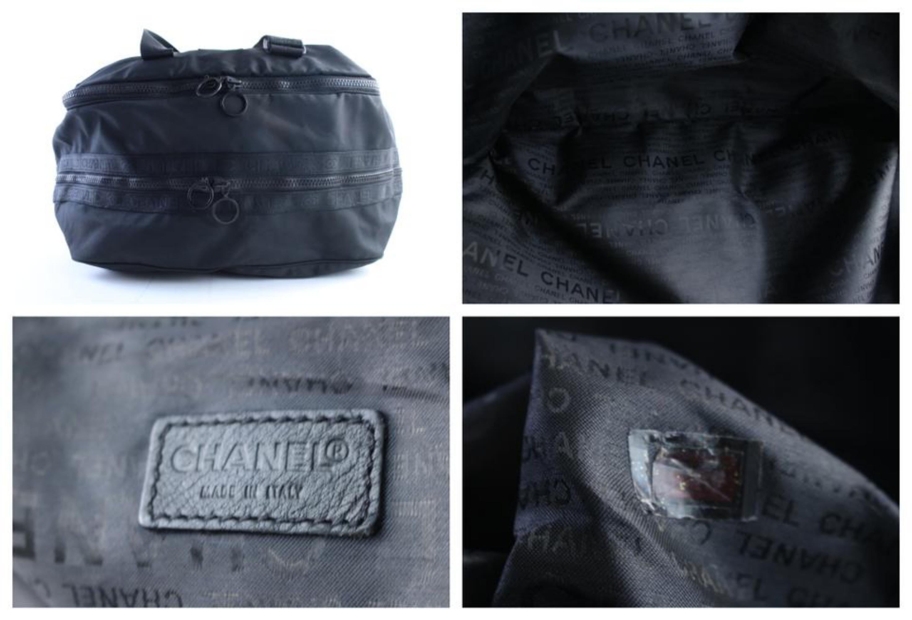 Chanel Duffle Cc Sports Boston 226424 Black Canvas Weekend/Travel Bag In Good Condition For Sale In Forest Hills, NY