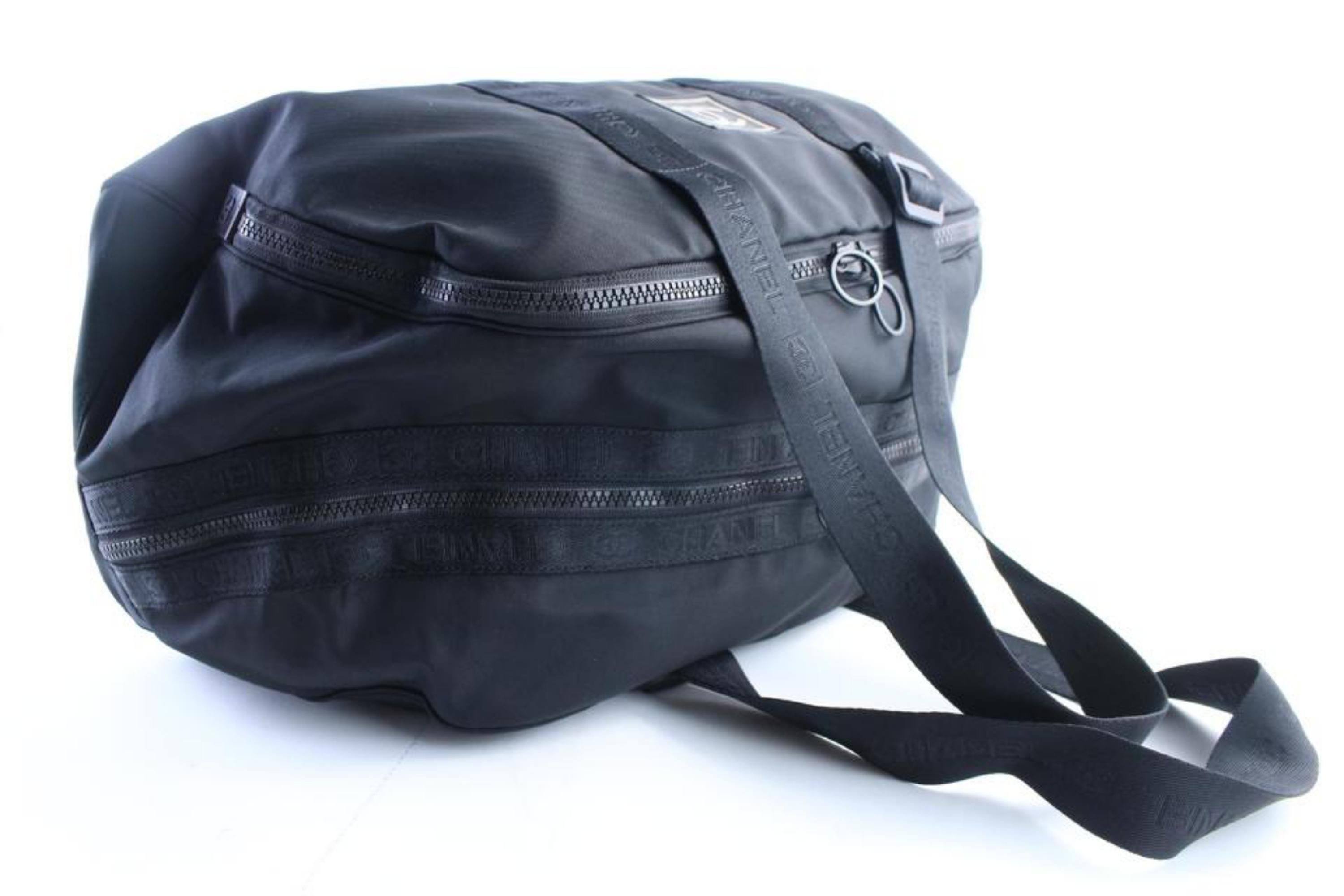 Chanel Duffle Cc Sports Boston 226424 Black Canvas Weekend/Travel Bag For Sale 2