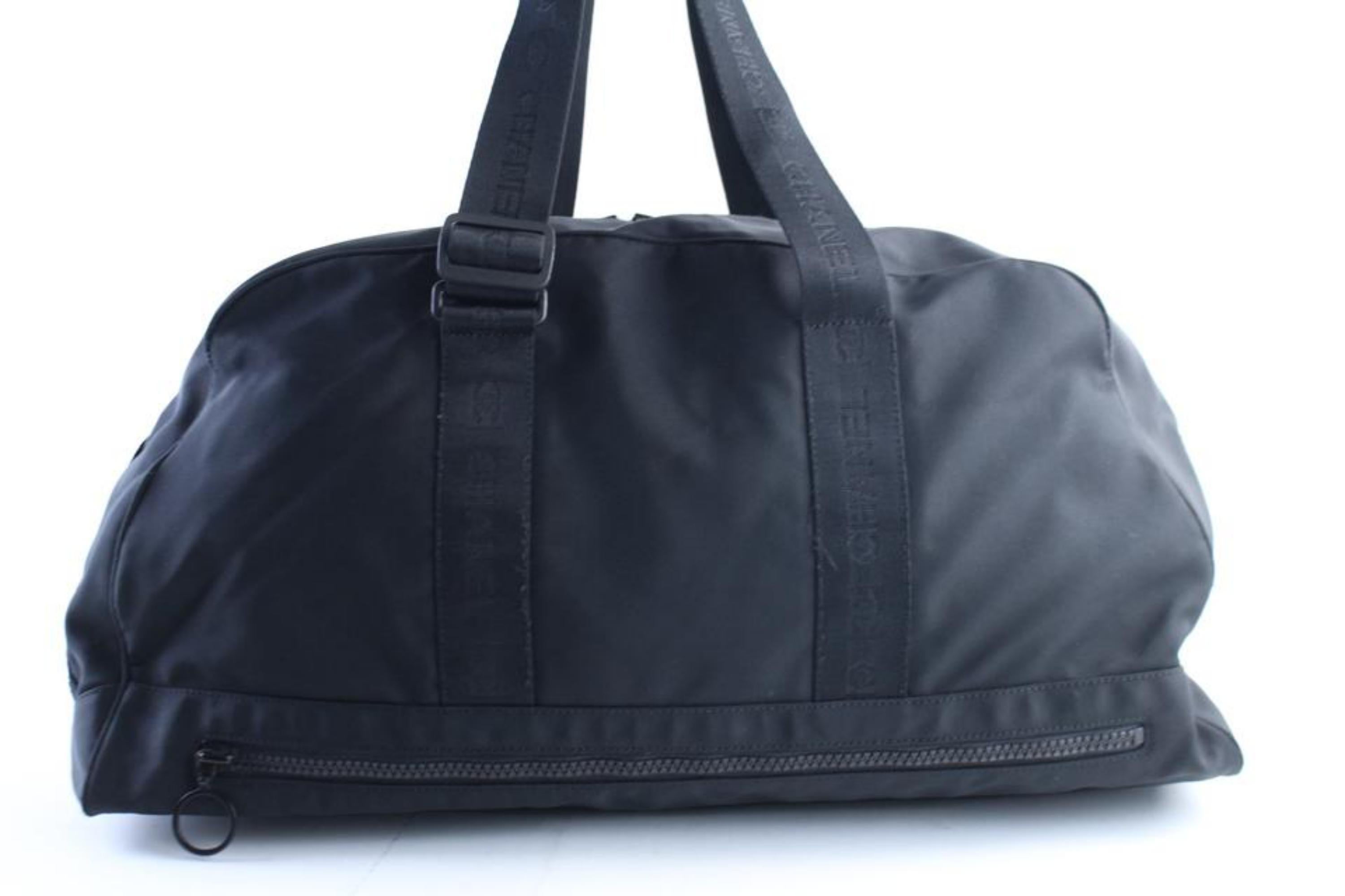 Chanel Duffle Cc Sports Boston 226424 Black Canvas Weekend/Travel Bag For Sale 4