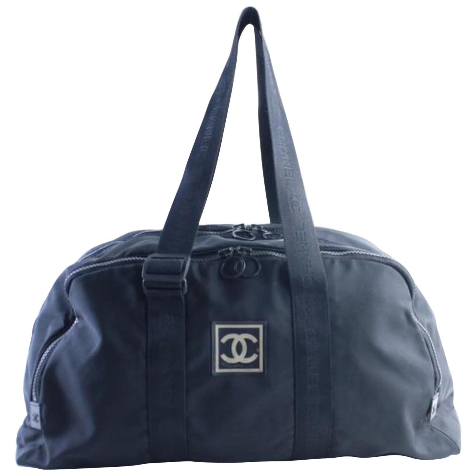 Chanel Duffle Cc Sports Boston 226424 Black Canvas Weekend/Travel Bag For Sale