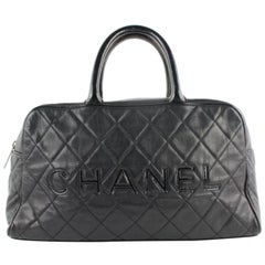 Chanel Duffle Quilted Caviar Jumbo Boston 224146 Black Leather Weekend/TravelBag