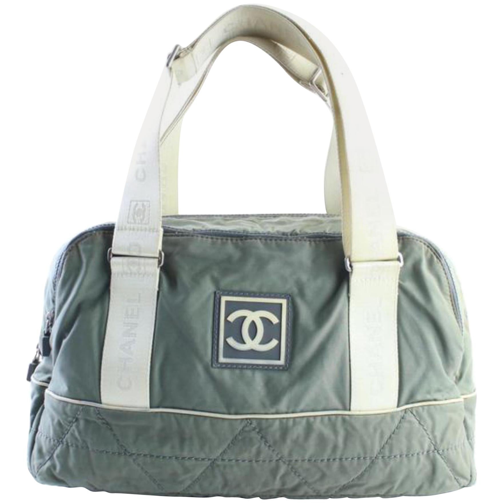 Chanel Duffle Sports Logo Cc Boston 7cr0625 Olive Nylon Weekend/Travel Bag  For Sale at 1stDibs