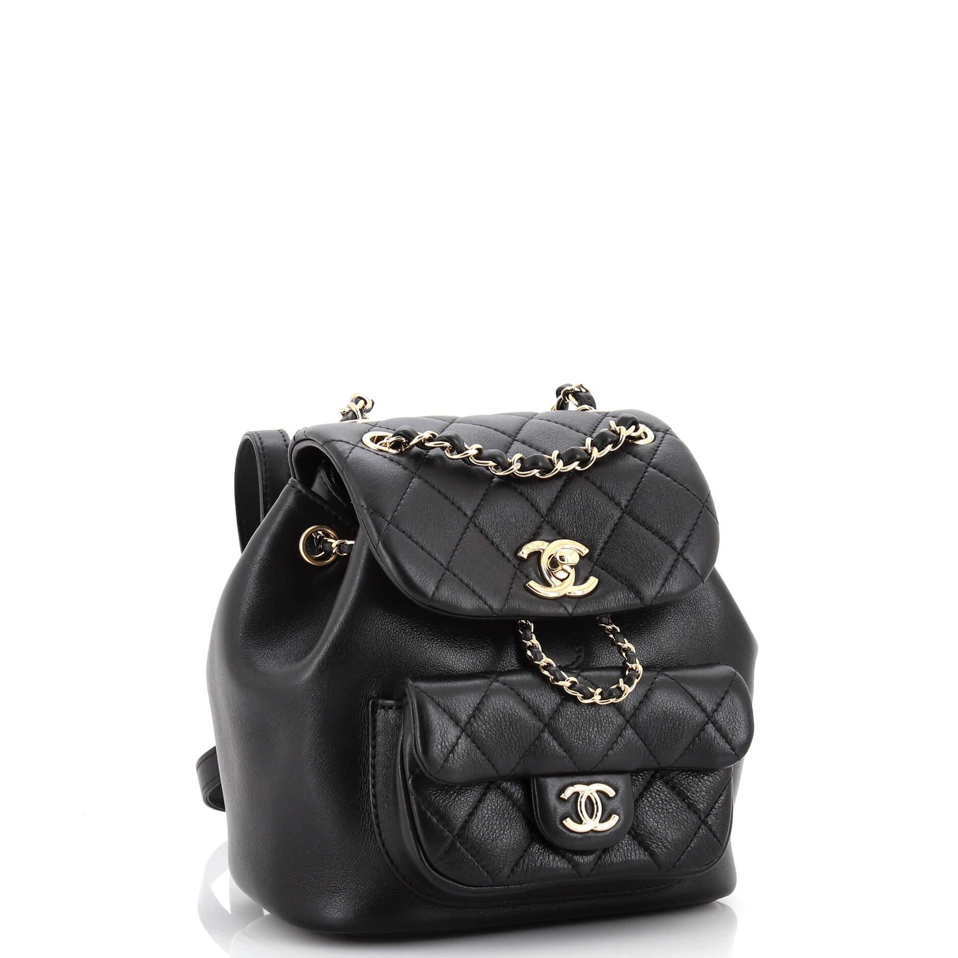 Chanel Duma Drawstring Backpack Quilted Lambskin Small In Good Condition In NY, NY
