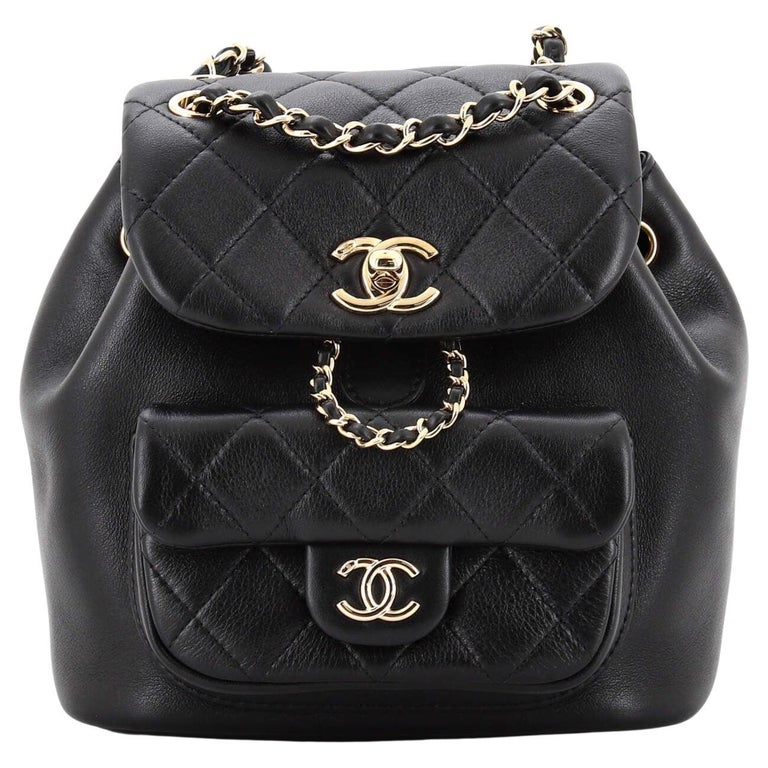 CHANEL Lambskin Quilted Small Duma Drawstring Backpack Black | FASHIONPHILE