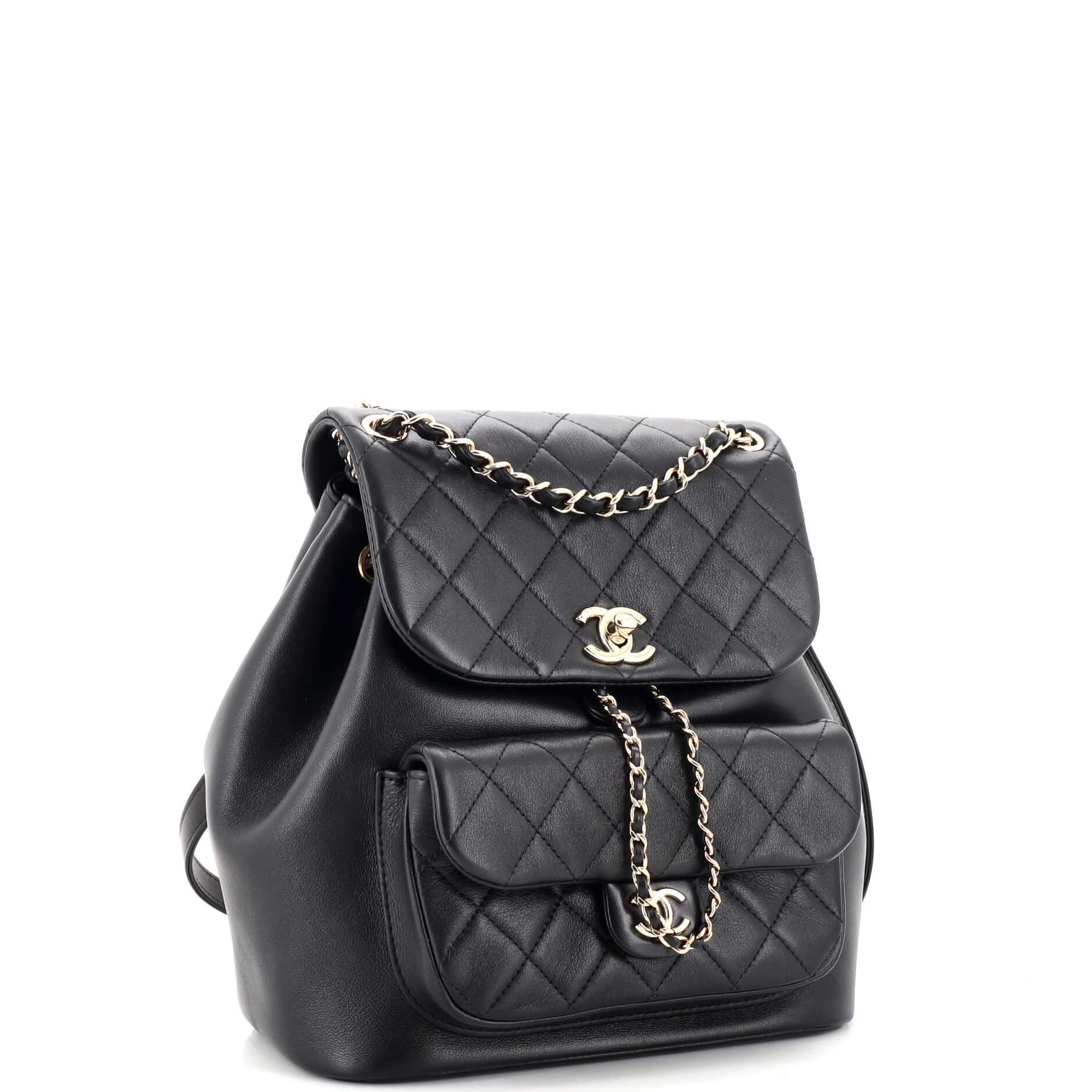 Chanel Duma Drawstring Backpack Quilted Leather Large In Good Condition In NY, NY