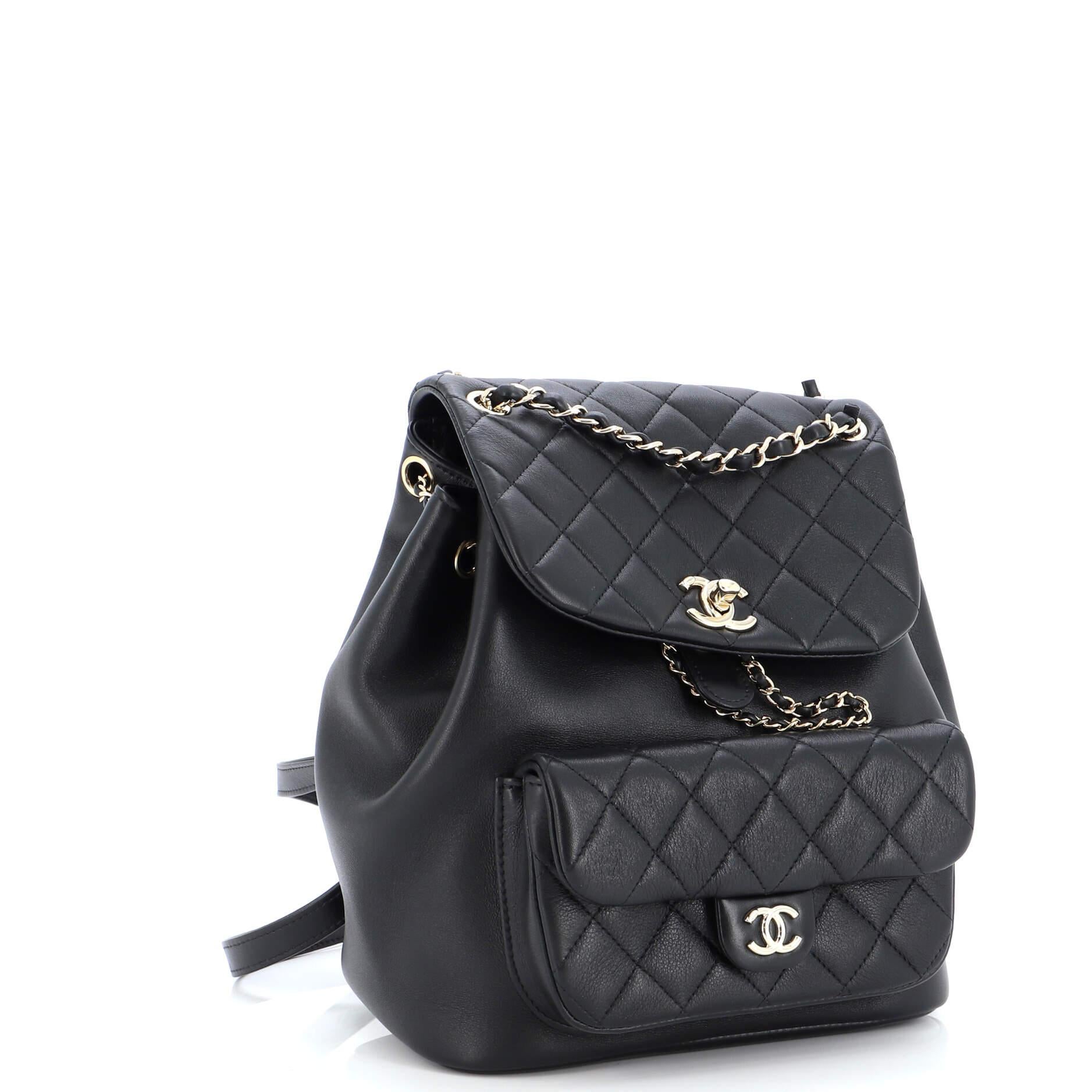 Chanel Duma Drawstring Backpack Quilted Leather Large In Good Condition In NY, NY